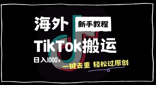 2024最新海外TikTok搬运玩法，一键去重轻松过原创，新手无经验也能日入1k【揭秘】-徐小晨博客