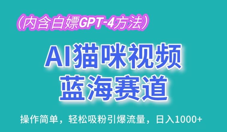AI猫咪视频蓝海赛道，操作简单，轻松吸粉引爆流量，日入1K【揭秘】-徐小晨博客