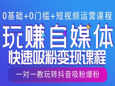 0基础+0门槛+短视频运营课程，玩赚自媒体快速吸粉变现课程，一对一教玩转抖音吸粉爆粉-徐小晨博客