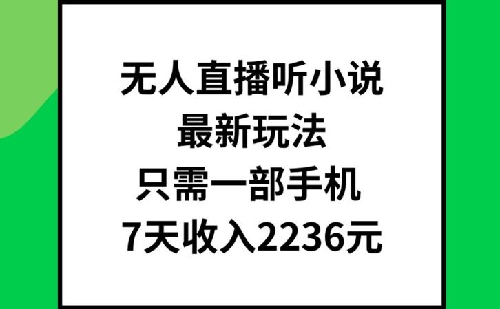 无人直播听小说最新玩法，只需一部手机，7天收入2236元【揭秘】-徐小晨博客