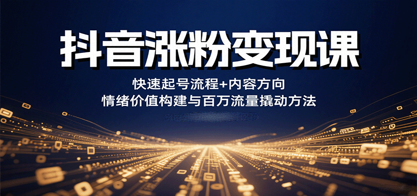 抖音涨粉变现课，快速起号流程+内容方向+情绪价值构建与百万流量撬动方法-徐小晨博客