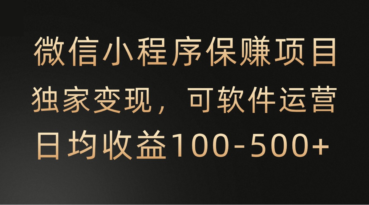 微信小程序，腾讯保赚项目，可软件自动运营，日均100-500+收益有保障-徐小晨博客