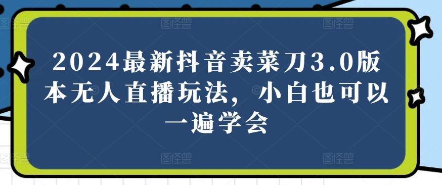 2024最新抖音卖菜刀3.0版本无人直播玩法，小白也可以一遍学会【揭秘】-徐小晨博客
