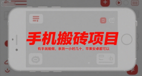 手机搬砖项目，有手就能做，亲测一小时几十，苹果安卓都可以-徐小晨博客