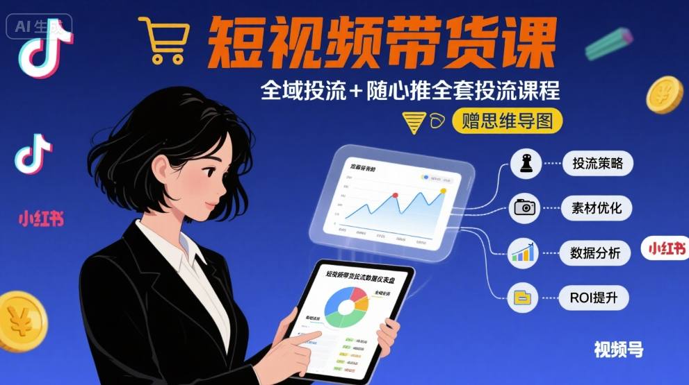 最新短视频带货课，全域投流+随心推全套投流课程+思维导图-徐小晨博客
