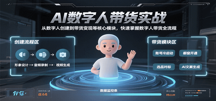 AI数字人带货实战，从数字人创建到带货变现各核心模块，快速掌握全流程-徐小晨博客