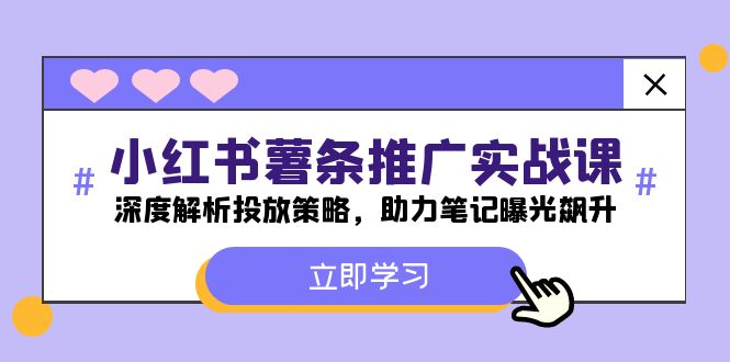 小红书-薯 条 推 广 实战课：深度解析投放策略，助力笔记曝光飙升-徐小晨博客