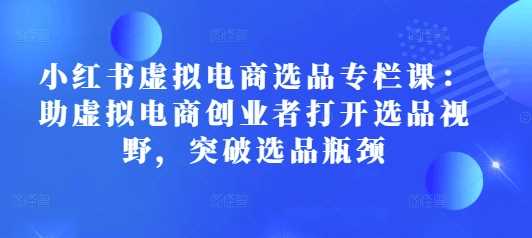 小红书虚拟电商选品专栏课：助虚拟电商创业者打开选品视野，突破选品瓶颈-徐小晨博客