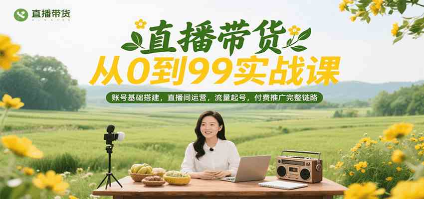 直播带货从0到99实战课，账号基础搭建，直播间运营，流量起号，付费推广完整链路-徐小晨博客