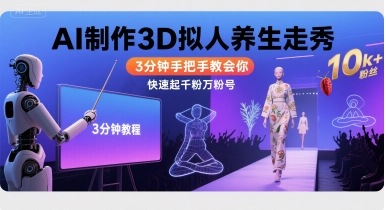 Ai制作3D拟人养生走秀，3分钟手把手教会你，快速起千粉万粉号-徐小晨博客