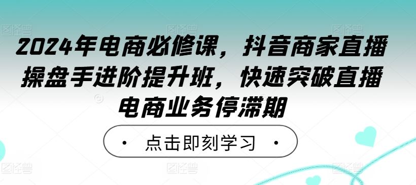 2024年电商必修课，抖音商家直播操盘手进阶提升班，快速突破直播电商业务停滞期-徐小晨博客