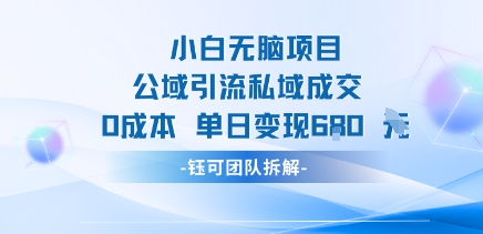 小白无脑项目公域引流私域成交0成本单日变现680米-徐小晨博客