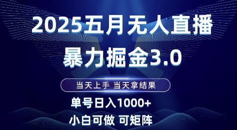 2025五月无人直播暴力掘金3.0，当天上手，当天拿结果，单号日入1k+小白可做可矩阵【揭秘】-徐小晨博客