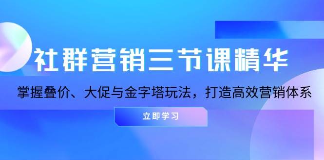 社群营销三节课精华：掌握叠价、大促与金字塔玩法，打造高效营销体系-徐小晨博客