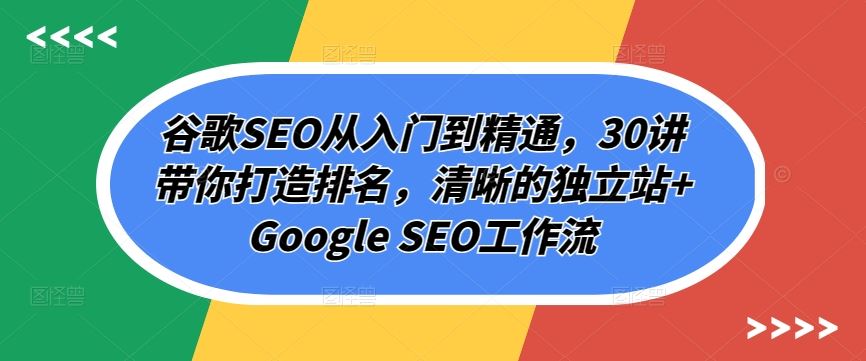 谷歌SEO从入门到精通，30讲带你打造排名，清晰的独立站+Google SEO工作流-徐小晨博客