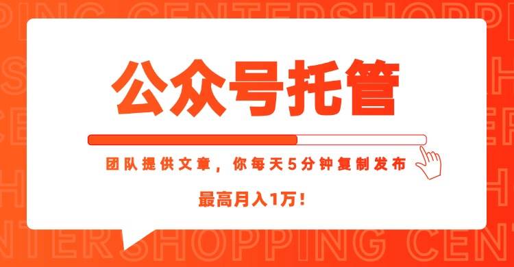 【公众号托管 】我提供文章，你每天５分钟复制发布，最高月入1W-徐小晨博客