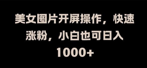 美女图片开屏操作，快速涨粉，小白也可日入1k【揭秘】-徐小晨博客