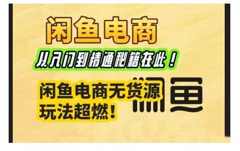 闲鱼电商实战课，从入门到精通秘籍在此，闲鱼电商无货源玩法超燃!-徐小晨博客