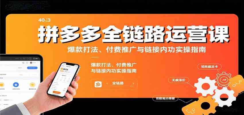 拼多多全链路运营课，爆款打法、付费推广与链接内功实操指南-徐小晨博客