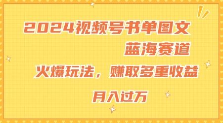 2024视频号书单图文蓝海赛道，火爆玩法，赚取多重收益，小白轻松上手，月入上万【揭秘】-徐小晨博客