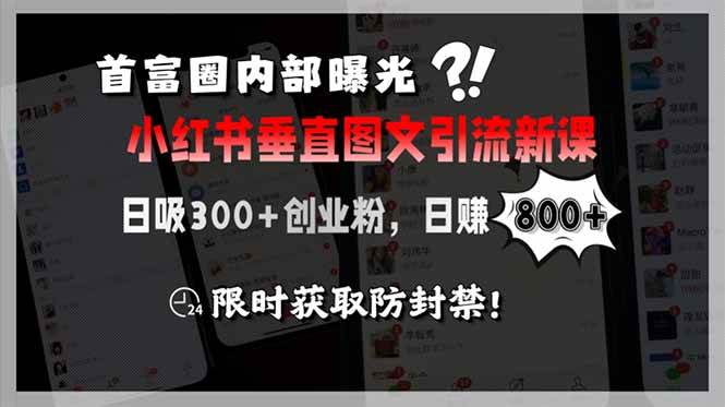 首富圈内部曝光小红书垂直图文引流新课，日吸300+创业粉，日赚800+，限…-徐小晨博客