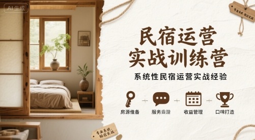 民宿运营实战训练营，系统性民宿运营实战经验-徐小晨博客