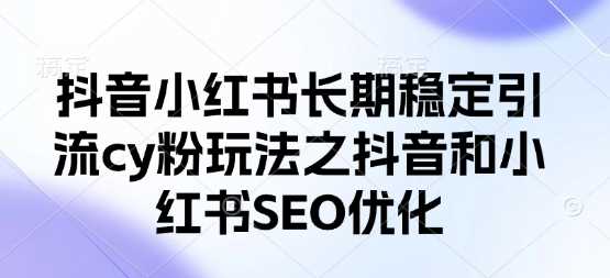 抖音小红书长期稳定引流cy粉玩法之抖音和小红书SEO优化-徐小晨博客