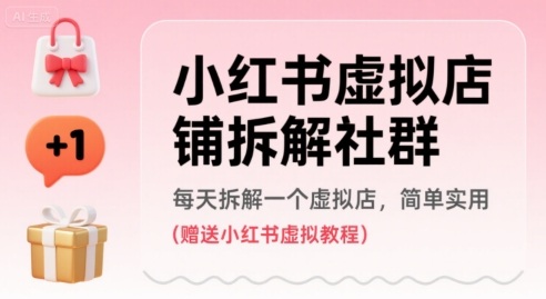 小红书虚拟店铺拆解社群，每天拆解一个虚拟店，简单实用(赠送小红书虚拟教程)-徐小晨博客