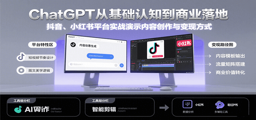 ChatGPT从基础认知到商业落地，实战演示抖音、小红书等平台的内容创作与变现-徐小晨博客