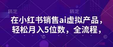 小红书销售ai虚拟产品，轻松月入5位数，全流程，超细节变现过程，完全无卡点-徐小晨博客