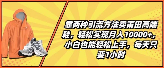 靠两种引流方法卖莆田高端鞋，轻松实现月入1W+，小白也能轻松上手，每天只要1小时【揭秘】-徐小晨博客