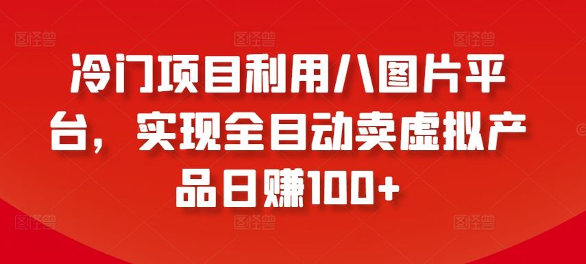 冷门项目利用八图片平台，实现全目动卖虚拟产品日赚100+【揭秘】-徐小晨博客