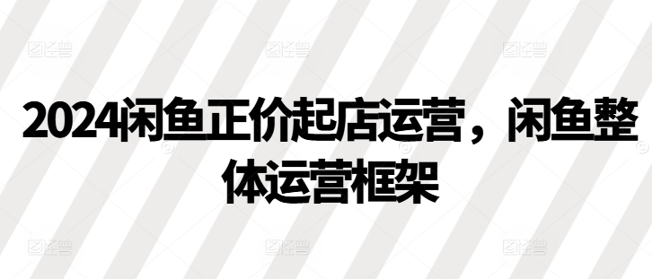 2024闲鱼正价起店运营，闲鱼整体运营框架-徐小晨博客