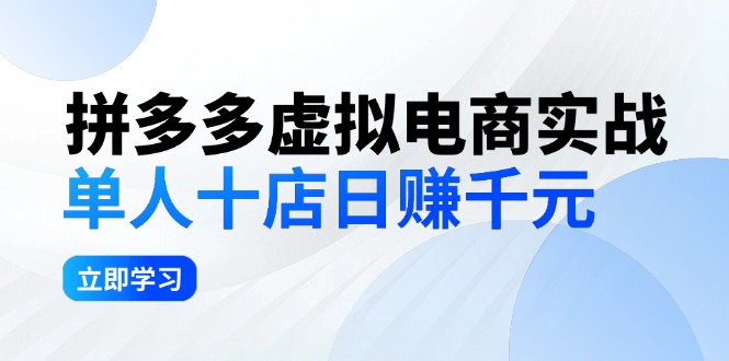 拼多多虚拟电商实战：单人10店日赚千元，深耕老项目，稳定盈利不求风口-徐小晨博客