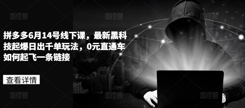 拼多多6月14号线下课，最新黑科技起爆日出千单玩法，0元直通车如何起飞一条链接-徐小晨博客