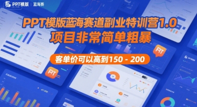 PPT模版蓝海赛道副业特训营1.0，项目非常简单粗暴，客单价可以高到150-200-徐小晨博客