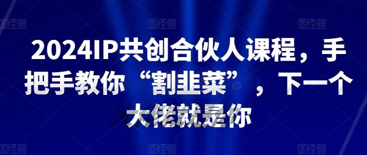 2024IP共创合伙人课程，手把手教你“割韭菜”，下一个大佬就是你-徐小晨博客
