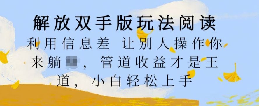 解放双手版玩法阅读，利用信息差让别人操作你来躺Z，管道收益才是王道，小白轻松上手【揭秘】-徐小晨博客