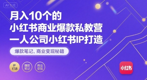 月入10个的小红书商业爆款私教营，一人公司小红书IP打造，爆款笔记，商业变现秘籍-徐小晨博客