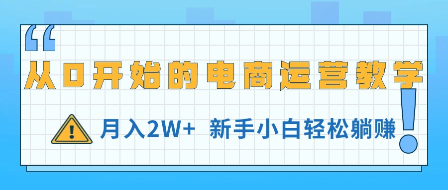 从0开始的电商运营教学，月入2W+，新手小白轻松躺赚-徐小晨博客
