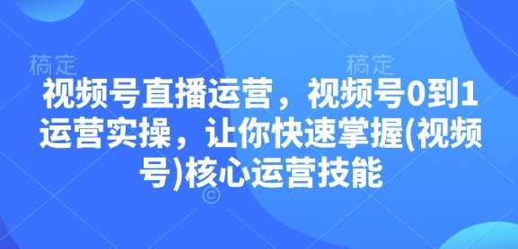 视频号直播运营，视频号0到1运营实操，让你快速掌握(视频号)核心运营技能-徐小晨博客