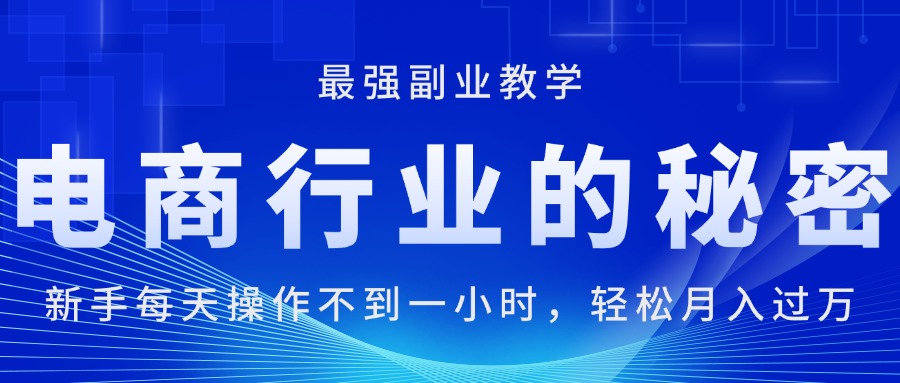 电商行业的秘密，新手每天操作不到一小时，月入过万轻轻松松，最强副业…-徐小晨博客