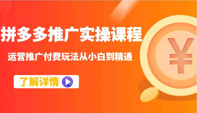 拼多多推广实操课程：运营推广付费玩法从小白到精通-徐小晨博客