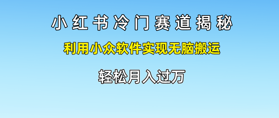小红书冷门赛道揭秘,利用小众软件实现无脑搬运，轻松月入过万-徐小晨博客