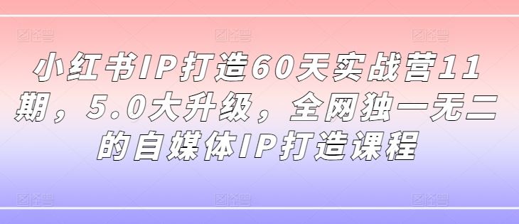 小红书IP打造60天实战营11期，5.0大升级，全网独一无二的自媒体IP打造课程-徐小晨博客