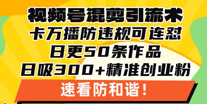 视频号混剪引流技术，500万播放引流17000创业粉，操作简单当天学会-徐小晨博客