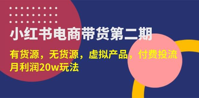 小红书电商带货第二期，有货源，无货源，虚拟产品，付费投流，月利润20w-徐小晨博客