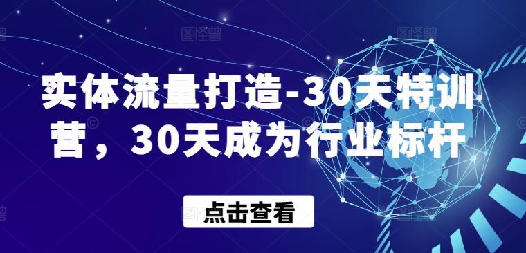 实体流量打造-30天特训营，30天成为行业标杆-徐小晨博客