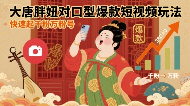 大唐胖妞对口型爆款短视频玩法，快速起千粉万粉号-徐小晨博客