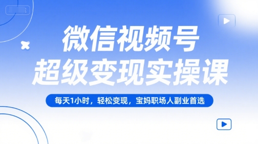 微信视频号超级变现实操课，每天1小时，轻松变现，宝妈职场人副业首选-徐小晨博客